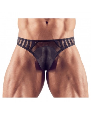 String Homme Noir transparant a rayures - S
