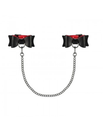 A745 Menottes avec chaîne - Noir et Rouge
