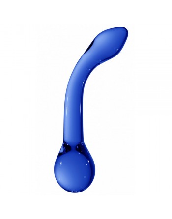 Double gode en Verre Chrystalino G-Rider Bleu