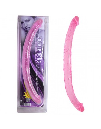 Double gode réaliste rose flexible - 45 cm