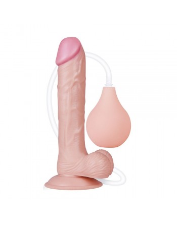 Gode Ventouse avec Testicules qui Ejacule - 22 cm
