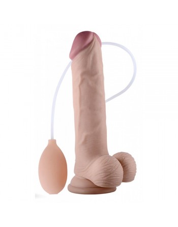 Gode Ventouse avec Testicules qui Ejacule - 22 cm