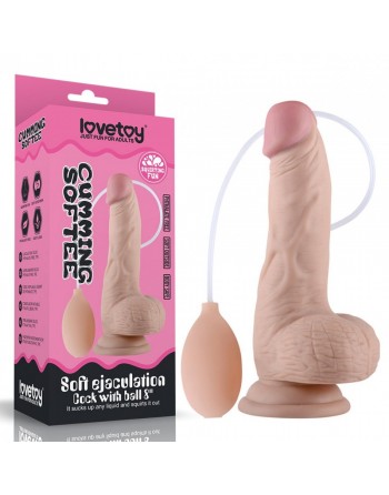Gode Ventouse avec Testicules qui Ejacule - 19 cm