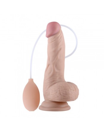 Gode Ventouse avec Testicules qui Ejacule - 19 cm