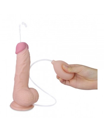 Gode Ventouse avec Testicules qui Ejacule - 19 cm