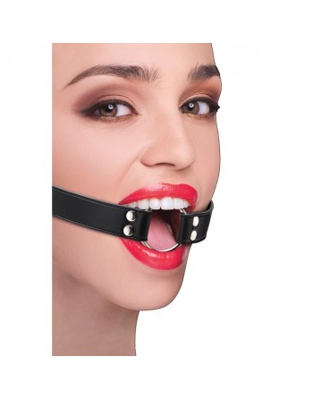 Baillon Anneau en Cuir Noir