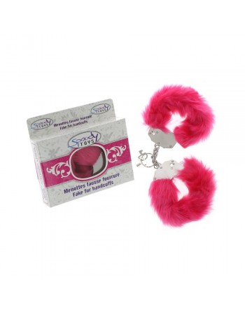 Menotte metal fourrure fushia