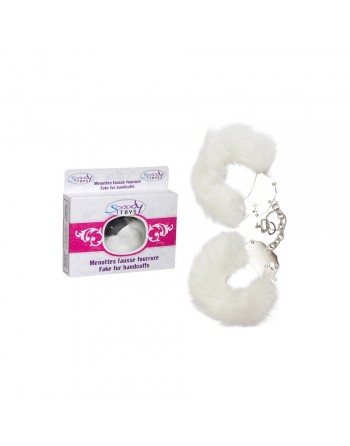 Menotte metal fourrure blanche