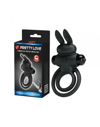 Double Anneau Vibrant Pretty Love Bunny Noir