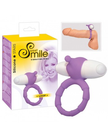 Cockring Smile Loop mauve en silicone - 7 vitesses