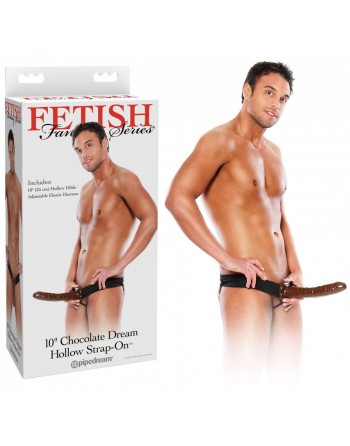 Gode ceinture creux chocolat Extra Long Fetish Fantasy 26 cm