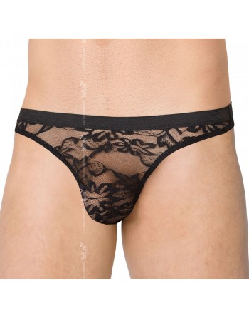 Tanga Noir pour Homme en Dentelle - M