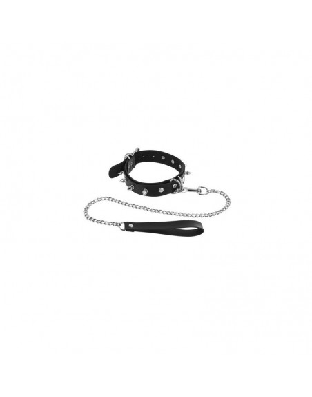 Collier à pointes métal et laisse Fétish Tentation
