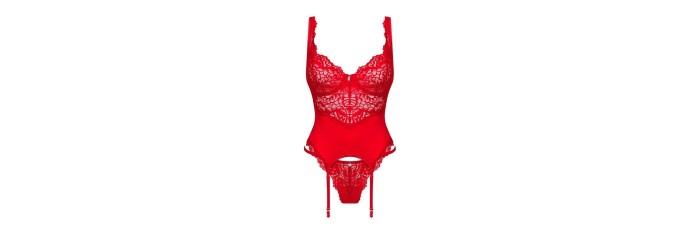 Amor Cherris guêpière et string - Rouge