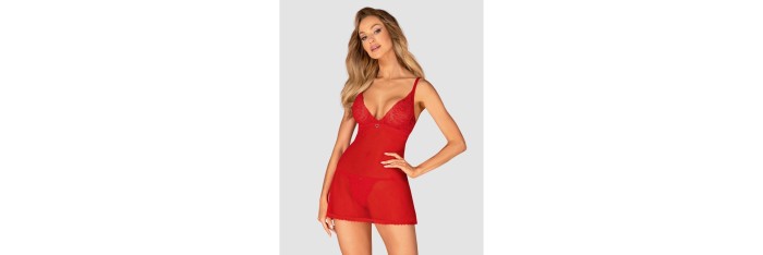 Chilisa babydoll et string - Rouge