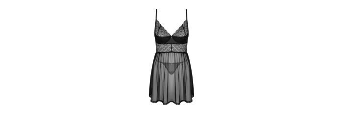 Chemeris babydoll et String - Noire