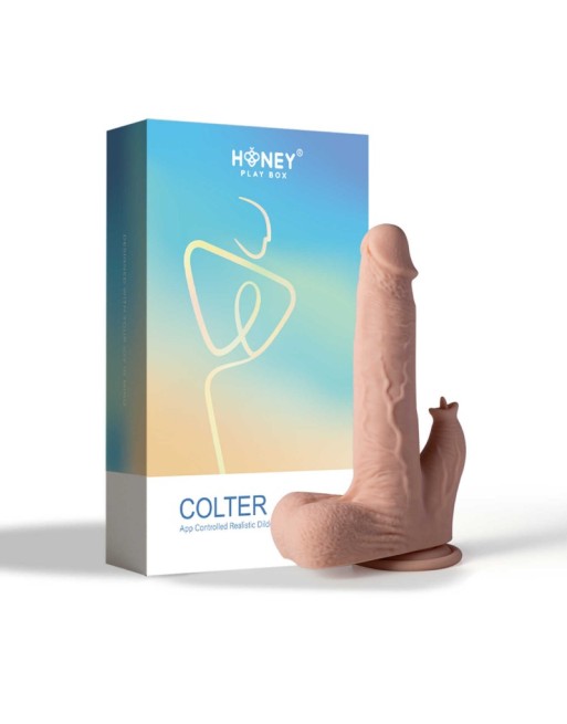 Colter gode réaliste vibrant, va et vient et lécheur avec appli 21 cms - Chair