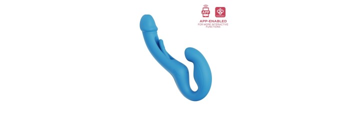 Harmony Duo Strap on vibrant avec tapotage - Bleu