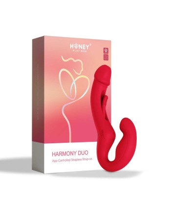 Harmony Duo Strap on vibrant avec tapotage - Rouge