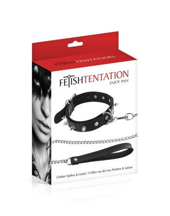 Collier à pointes  laisse - Fetish Tentation