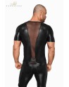 T-shirt wetlook et filet H056