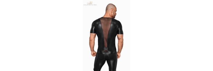T-shirt wetlook et filet H056