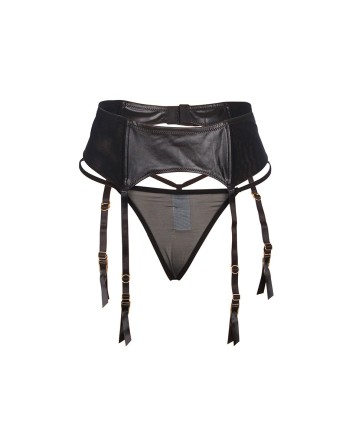 Porte-jarretelles wetlook avec string noir