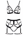 Set lingerie BDSM harnais noir - Cotelli Lingerie