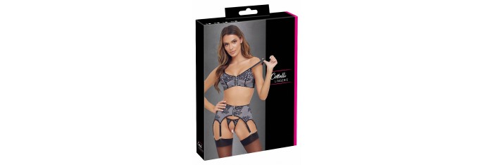 Ensemble coquin ouvert 3 pièces gris - Cottelli Lingerie
