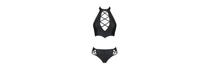 Bustier et string faux cuir Nancy - Passion