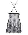 Nuisette dentelle et wetlook noire V-9789 - Axami