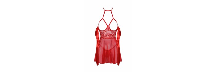 Sexy Kiss 247 babydoll et ruban de satin - Rouge