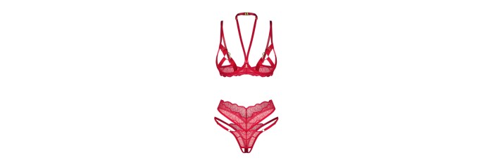 Cupide desir ensemble 2 pièces ouvert - Rouge