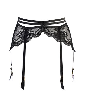 Porte-jarretelles tulle et dentelle noir V-10712 - Axami 