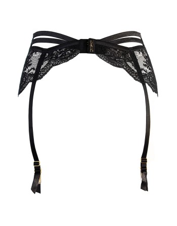 Porte-jarretelles tulle et dentelle noir V-10712 - Axami 