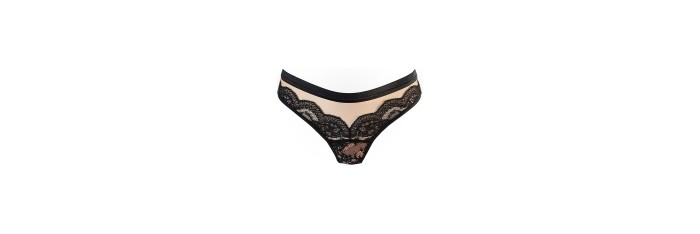 String tulle et dentelle noir V-10718 - Axami