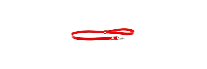 Laisse longue cuir Rouge