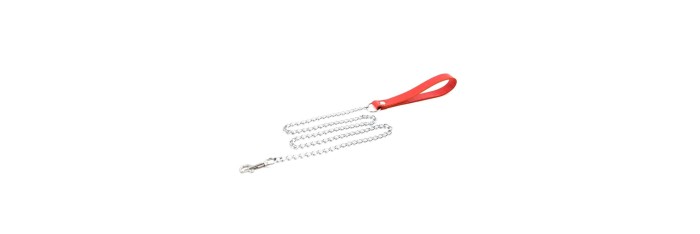 Laisse longue chaine métal Rouge