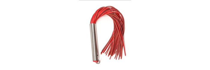 Martinet homme rouge manche métal lanières en cuir DOUX