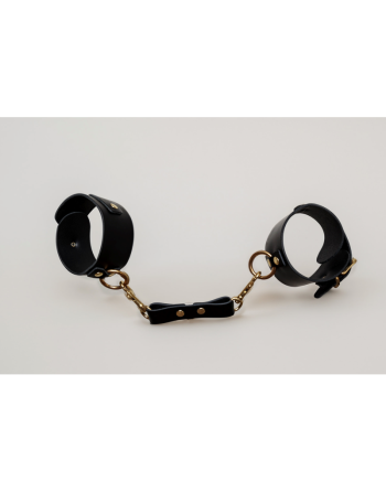 Chevillères en cuir Collection Anneaux NOIR  GOLD