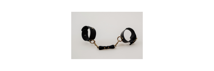 Chevillères en cuir Collection Anneaux NOIR  GOLD