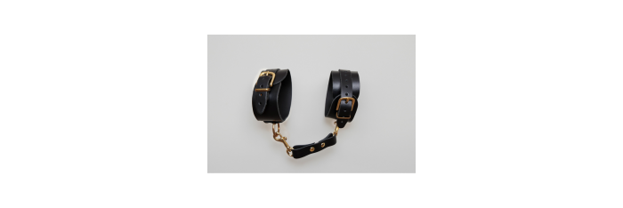 Menottes en cuir Collection Anneaux NOIR  GOLD
