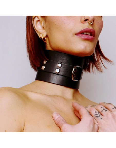 Choker minerve en cuir épais Noir