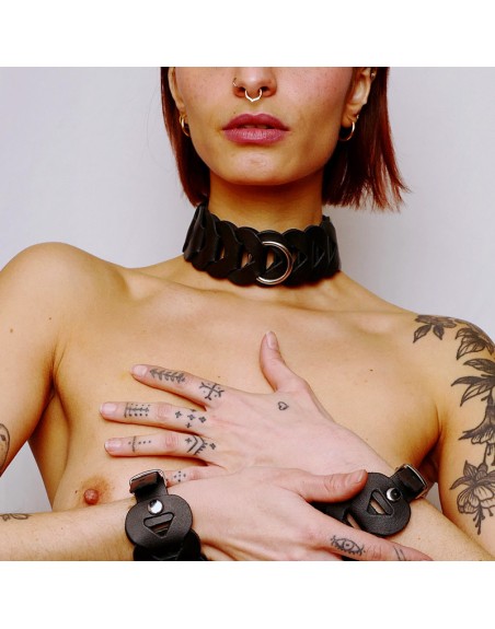 Collier en cuir tressé Noir