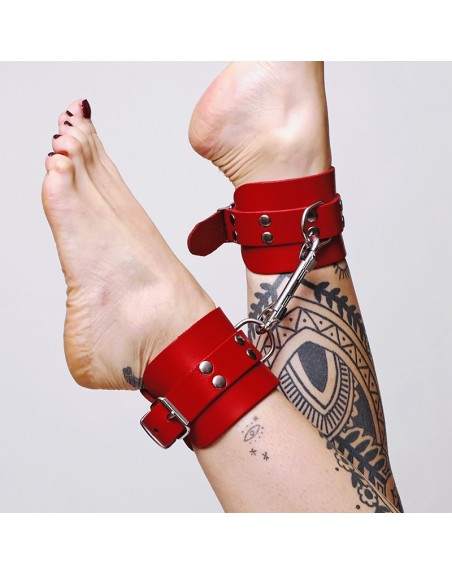 Chevillères en cuir épais Rouge