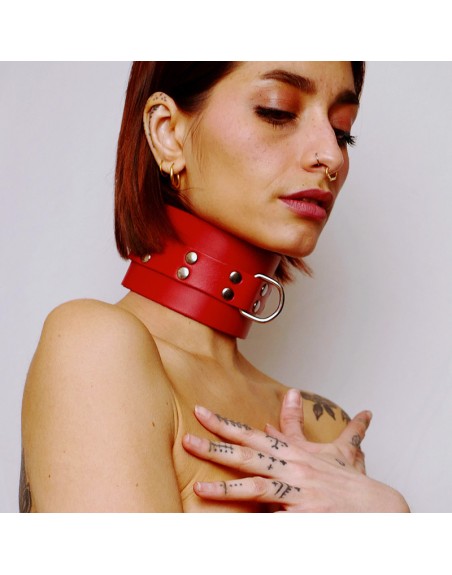 Choker minerve en cuir épais Rouge