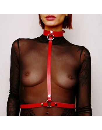 Harnais de poitrine en cuir Rouge