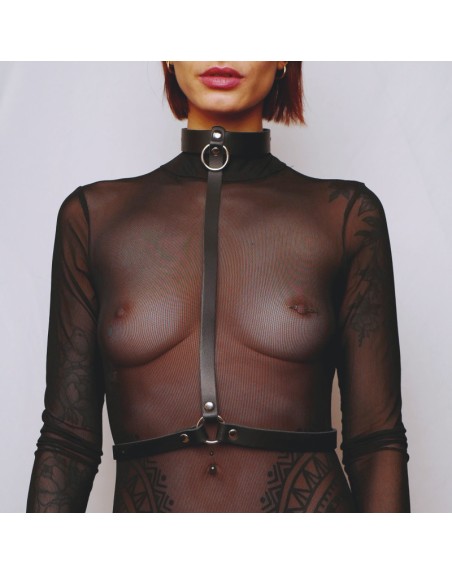 Harnais de poitrine en cuir Noir