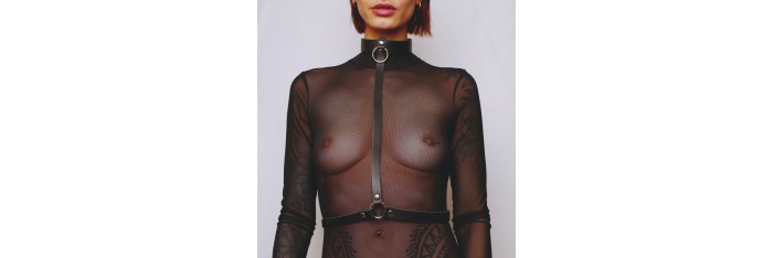 Harnais de poitrine en cuir Noir