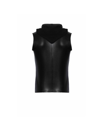 H066 Top zippé sans manches à capuche transparente, aspect serpent 